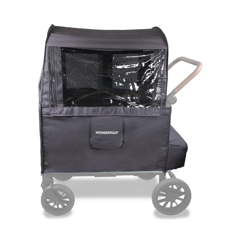 Built to fit wagon stroller models, Wonderfold Weather Cover provides secure coverage without limiting airflow