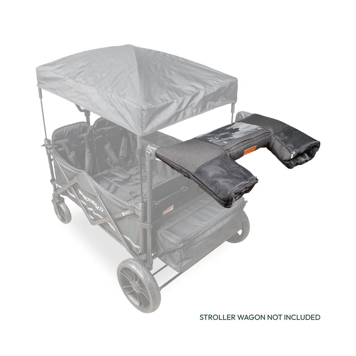 Black Wonderfold Stroller Wagon Mittens shown attached, ideal toddler stroller accessories for chilly days.