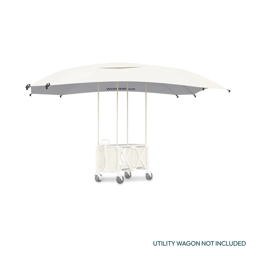 Designed in beige, the Wonderfold S5 Convertible Utility Wagon Canopy enhances any wagon stroller with adjustable sun coverage