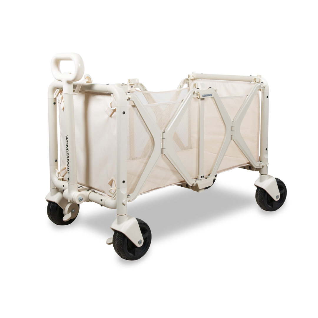 Wonderfold S5 Convertible Utility Wagon in Beige, a folding utility wagon and kids stroller wagon
