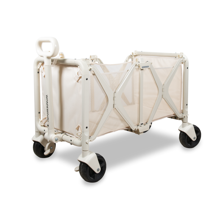 Wonderfold S5 Convertible Utility Wagon in Beige, a folding utility wagon and kids stroller wagon