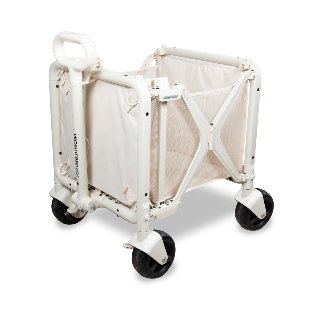 Folding wagon detail: Wonderfold S5 Convertible Utility Wagon Beige with all-terrain wheels