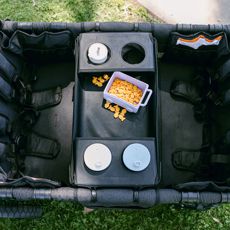 Detail of Wonderfold√ïs Flex Snack Tray for W4, designed to pair seamlessly with the best wagon stroller.