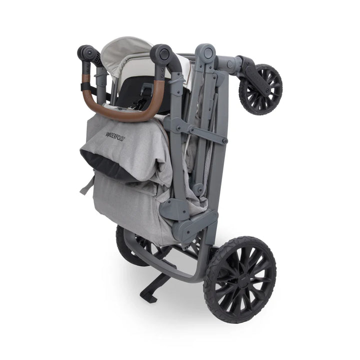 Wonderfold L4 Quad Stroller Wagon Grey provides roomy seating, perfect as a double stroller option.