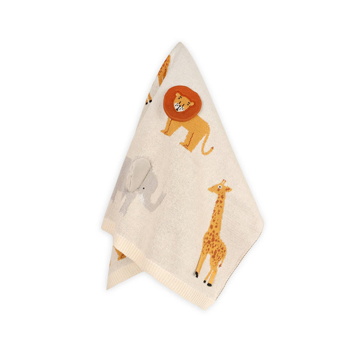 Wrap toddlers in Viverano Organics Savannah-Organic 3D Jacquard Sweater Knit Baby Blanket, the best toddler blankets for home.