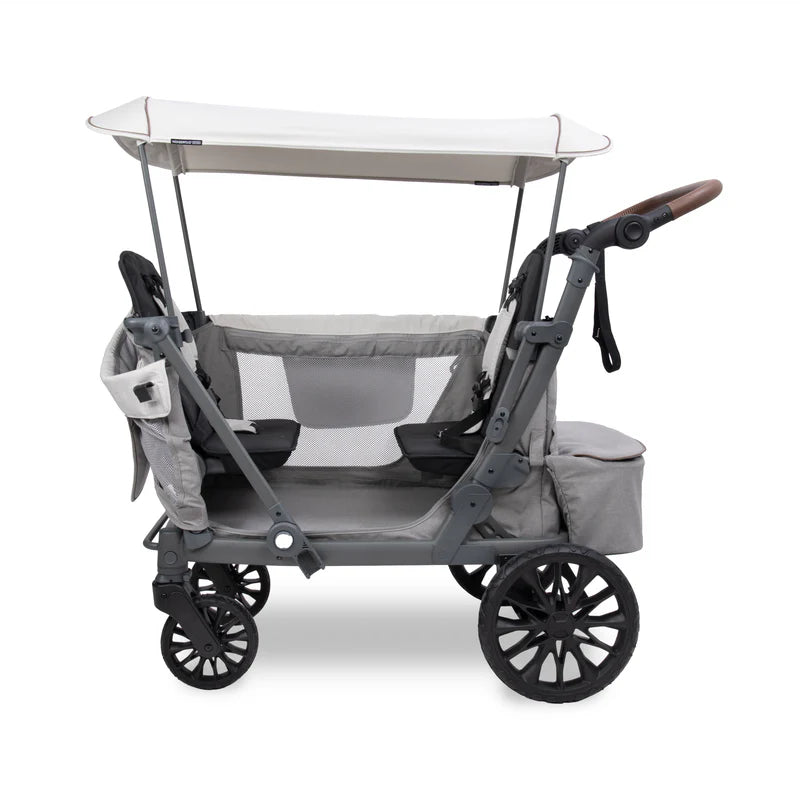 Grey Wonderfold L2 Double Stroller Wagon with canopy, a top choice stroller wagon for toddlers and growing families.