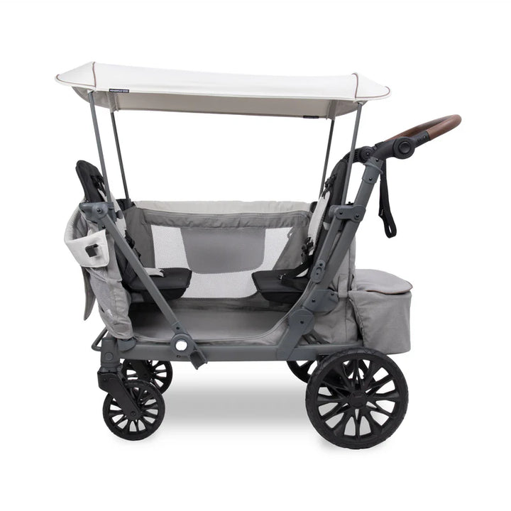 Grey Wonderfold L2 Double Stroller Wagon with canopy, a top choice stroller wagon for toddlers and growing families.