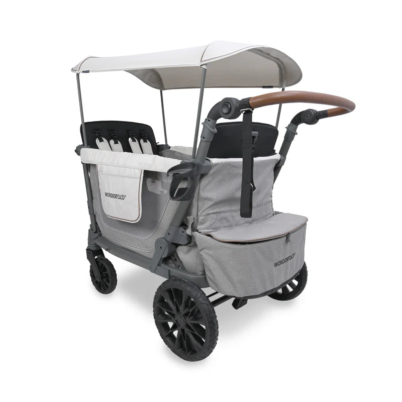 Keep kids comfortable in the Wonderfold L4 Quad Stroller Wagon Grey, a reliable twins stroller choice.