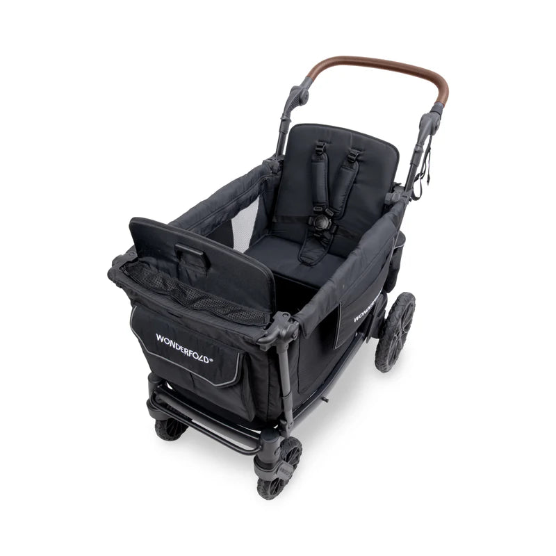 Wonderfold L2 Double Stroller Wagon in Black, a sturdy and stylish twin stroller for family adventures.