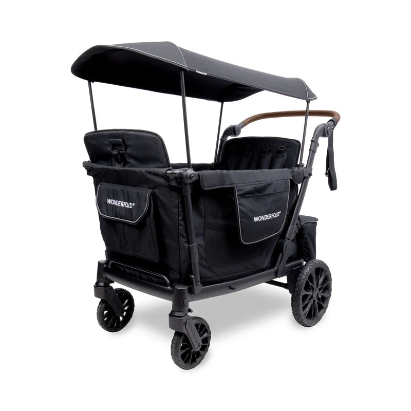 Wonderfold L4 Quad Stroller Wagon in Black, a versatile stroller wagon built for families on the move.