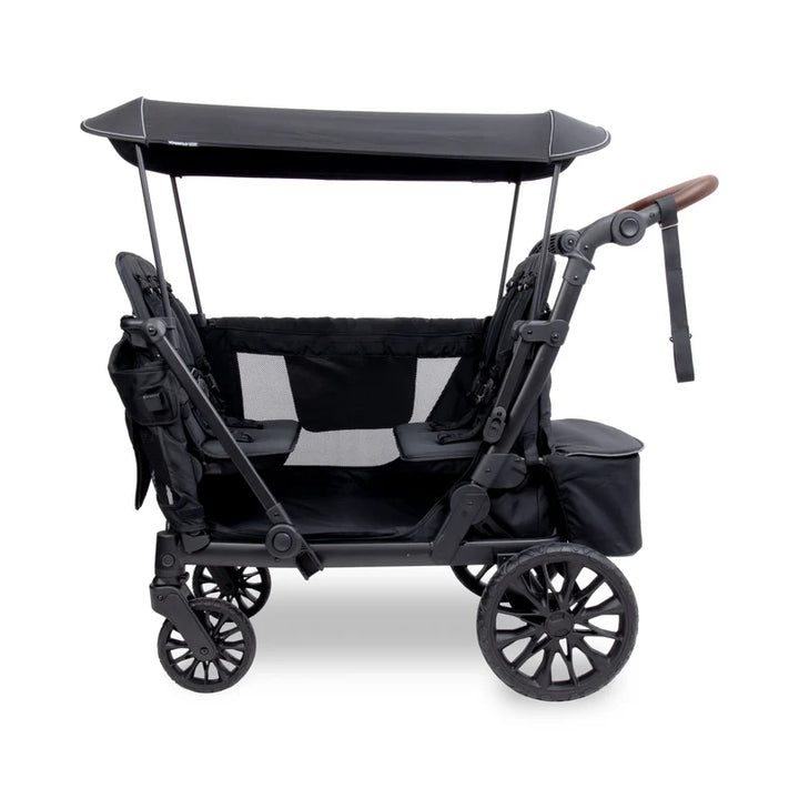 Comfort meets function in the Wonderfold L4 Quad Stroller Wagon Black, a stroller option for large families.