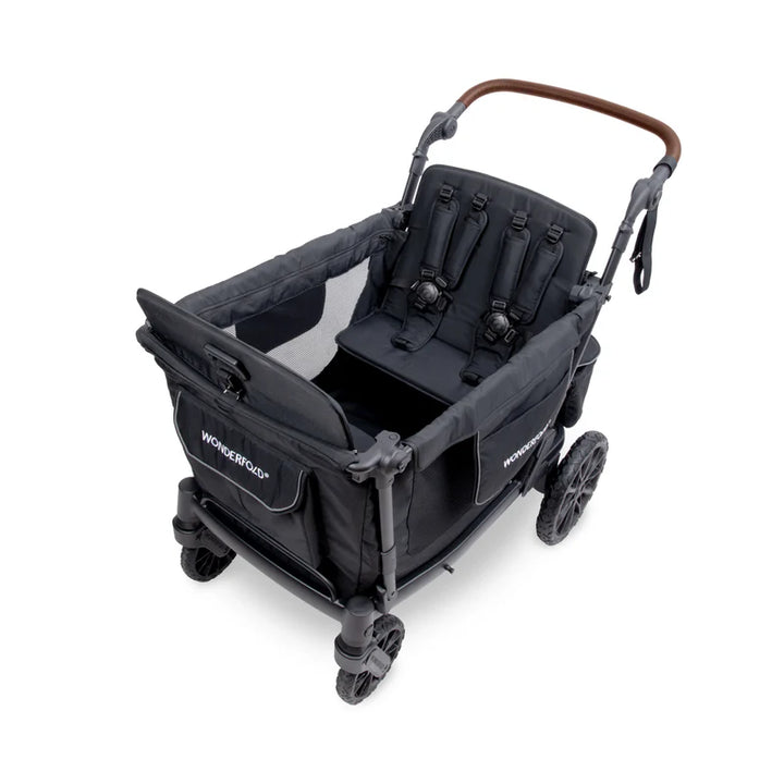 Wonderfold L4 Quad Stroller Wagon Black delivers durability and comfort, great as a toddler stroller.