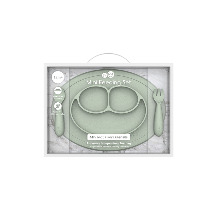 ezpz Mini Toddler Feeding Set sage first feeding set for toddler