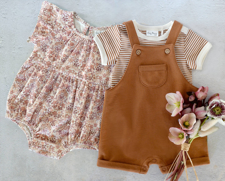 Baby Spring Flutter Sleeve Short Romper- Spring Bouquet