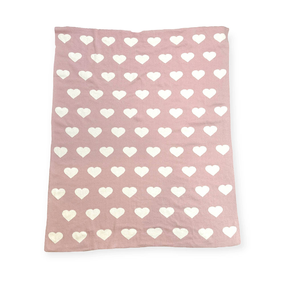 Premium baby blankets by Viverano Organics, Hearts Reversible Sweater Knit Baby Blanket in plush knit fabric