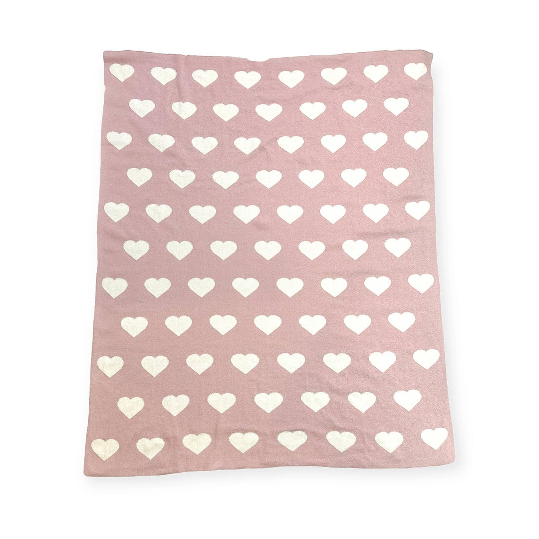 Premium baby blankets by Viverano Organics, Hearts Reversible Sweater Knit Baby Blanket in plush knit fabric