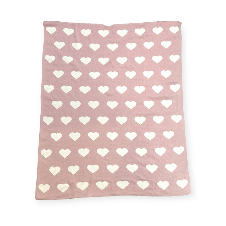 Premium baby blankets by Viverano Organics, Hearts Reversible Sweater Knit Baby Blanket in plush knit fabric