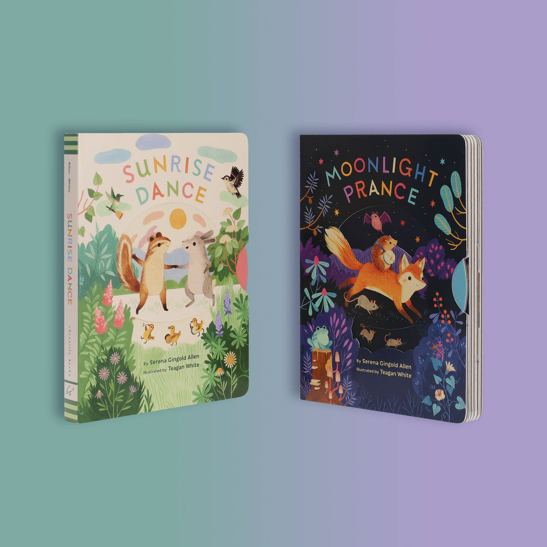 Sunrise Dance and companion title Moonlight Prance board books by Chronicle Books
