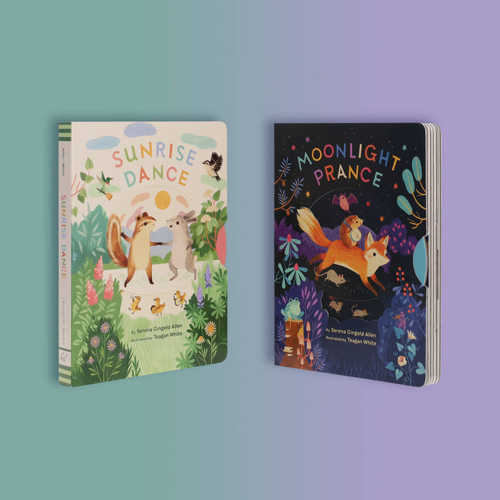 Sunrise Dance and companion title Moonlight Prance board books by Chronicle Books