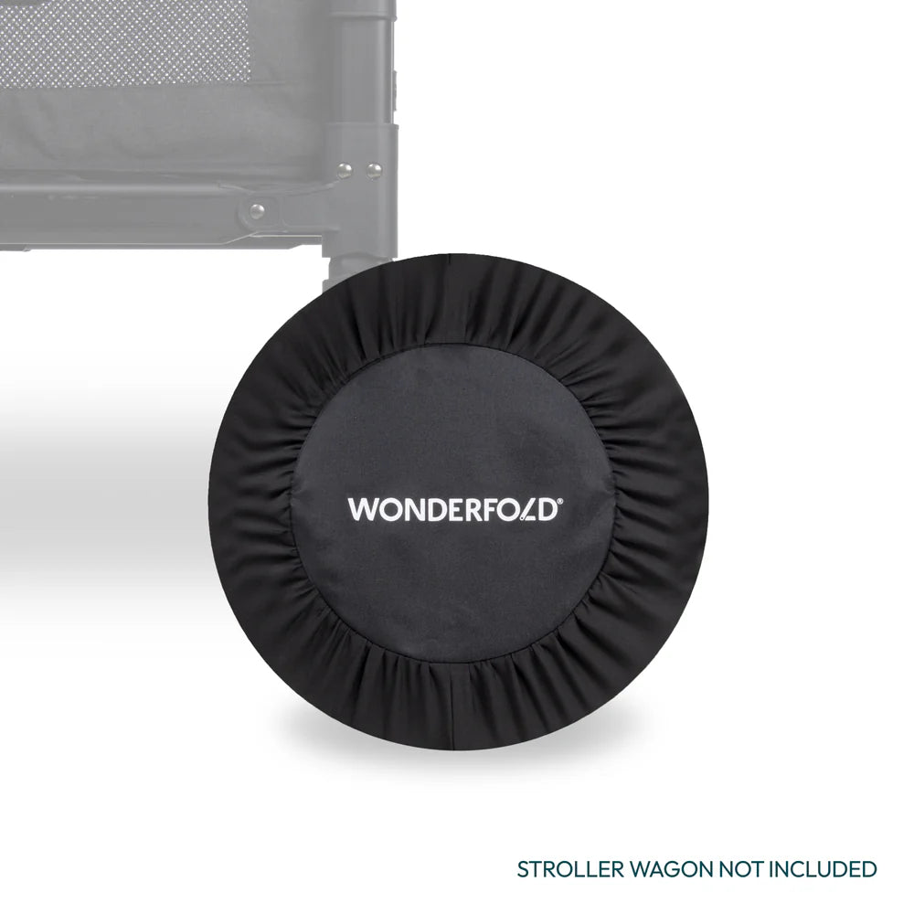 Premium Black Wonderfold Wheel Covers, designed as durable stroller accessories for wagon stroller adventures.