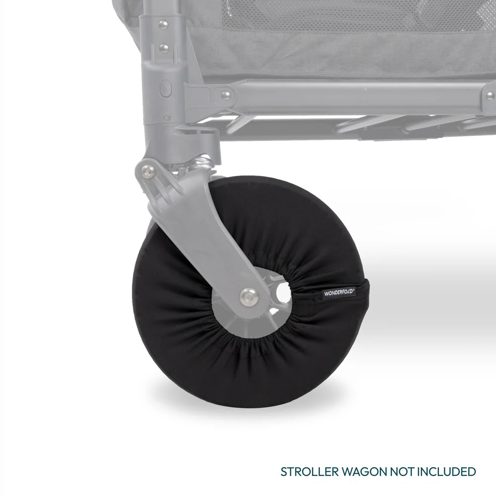 Wonderfold Wheel Covers in Black featured as compact stroller accessories for everyday stroller use.