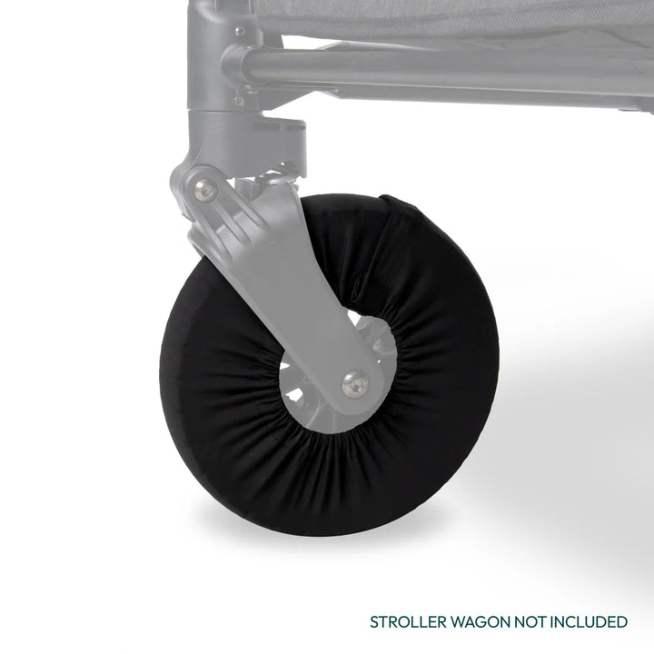 Top view of Black Wonderfold Wheel Covers, offering a reliable stroller accessory for double stroller models.