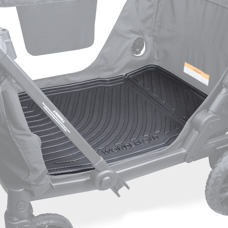 Outdoor adventures stay mess-free thanks to the Wonderfold All Weather Floor Mat for wagon stroller use