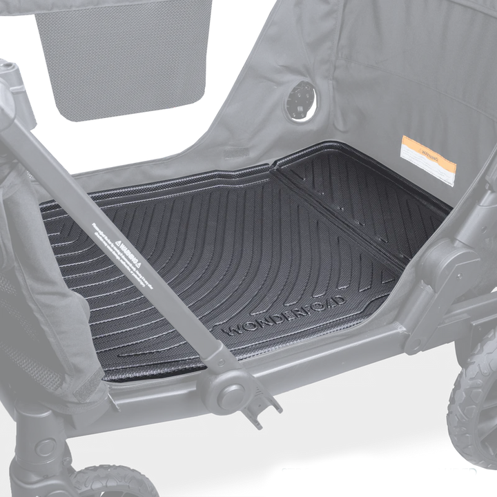 Outdoor adventures stay mess-free thanks to the Wonderfold All Weather Floor Mat for wagon stroller use