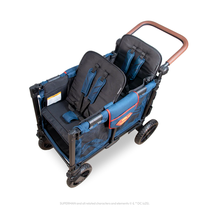 Graphic Superman design Wonderfold W2 Elite Pro Stroller Wagon stands out as a doble stroller option