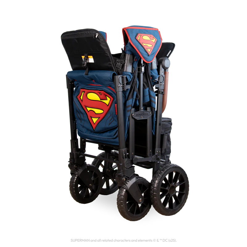 Stylish Superman edition Wonderfold W2 Elite Pro Stroller Wagon for best baby stroller performance