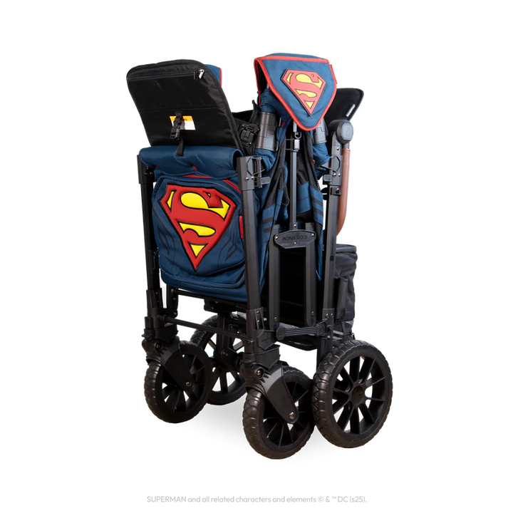Stylish Superman edition Wonderfold W2 Elite Pro Stroller Wagon for best baby stroller performance