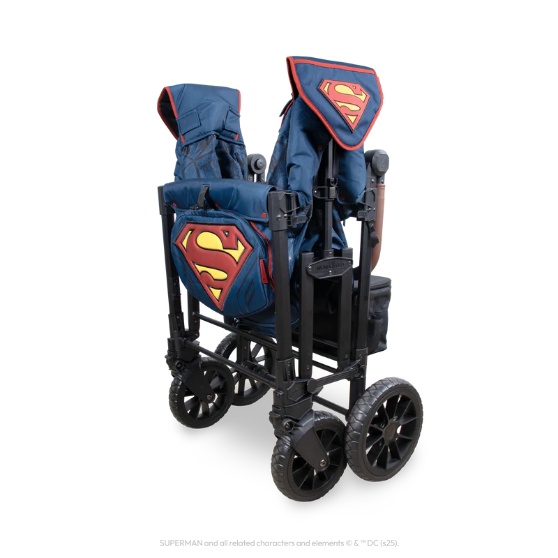 Bold Superman edition Wonderfold W4 Elite Pro Stroller Wagon upgrades double stroller outings with style