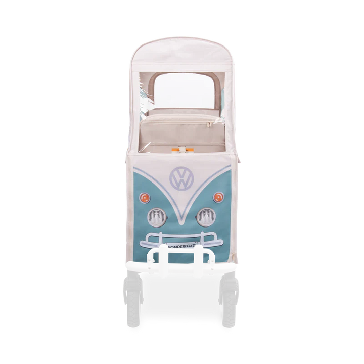 Built in Bondi Blue, Wonderfold Volkswagen Weather Cover enhances doble stroller setups with reliable weather shielding