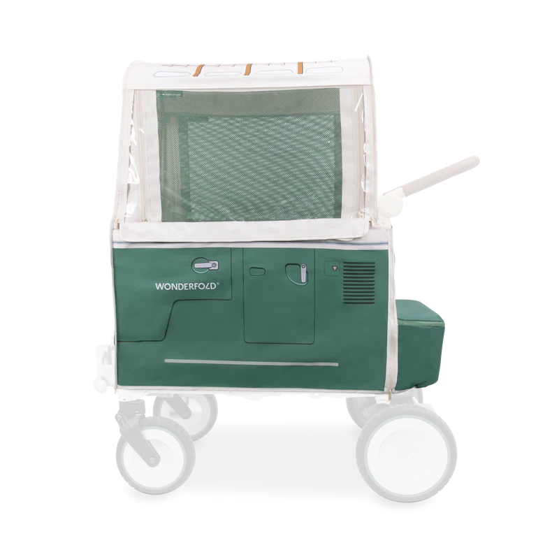 Engineered in Sage Green, Wonderfold Volkswagen Weather Cover fits wagon stroller models with secure and breathable design