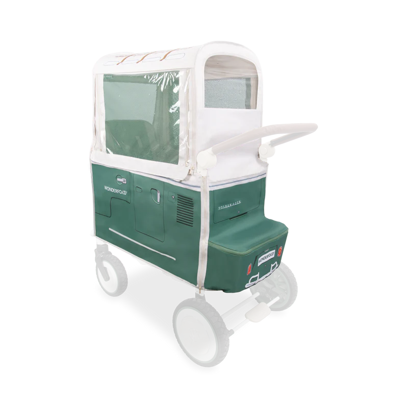 Perfect for twins stroller families, the Sage Green Wonderfold Volkswagen Weather Cover keeps riders dry and comfortable