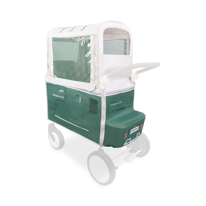 Perfect for twins stroller families, the Sage Green Wonderfold Volkswagen Weather Cover keeps riders dry and comfortable