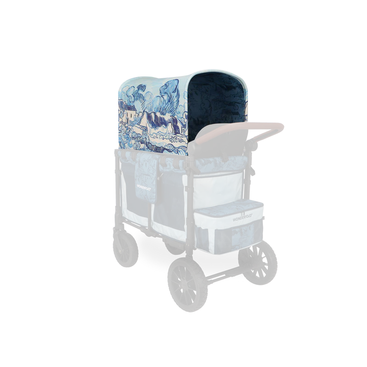 Art-inspired Wonderfold Elite/Luxe Canopy Fabric Van Gogh Landscape with Houses for stroller wagon, vibrant protective cover