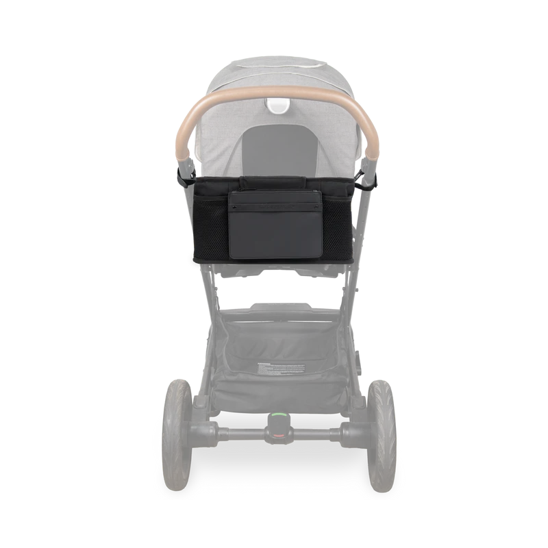 Smart storage solution, jet black Wonderfold Parent Console fits seamlessly into stroller wagon accessories lineup