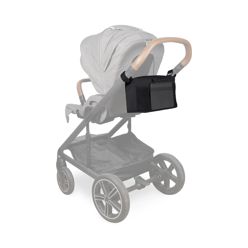 Minimalist black Wonderfold Parent Console for stroller wagon offers secure compartments and cup holders