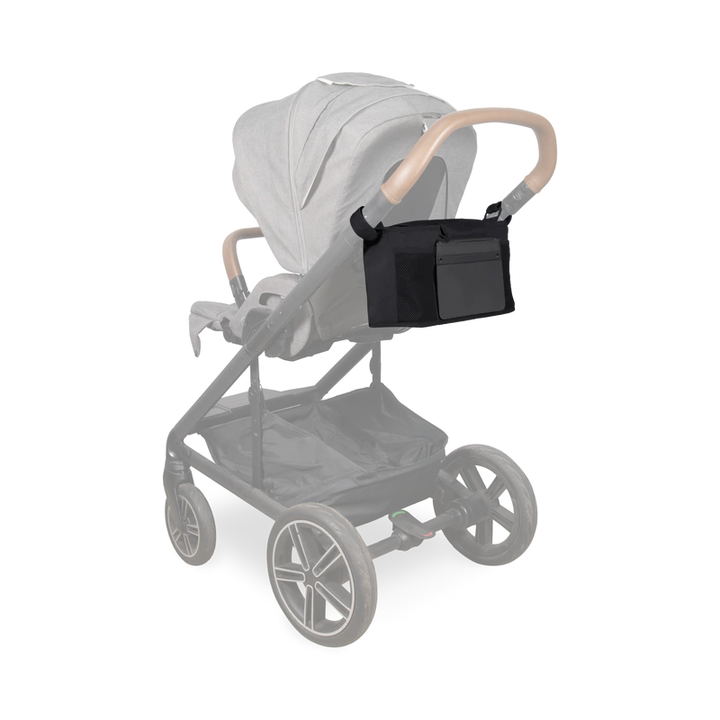 Minimalist black Wonderfold Parent Console for stroller wagon offers secure compartments and cup holders