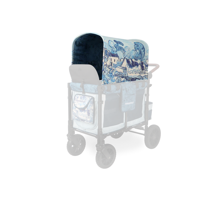 Vivid design Wonderfold Elite/Luxe Canopy Fabric Van Gogh Landscape with Houses enhances any wagon stroller setup