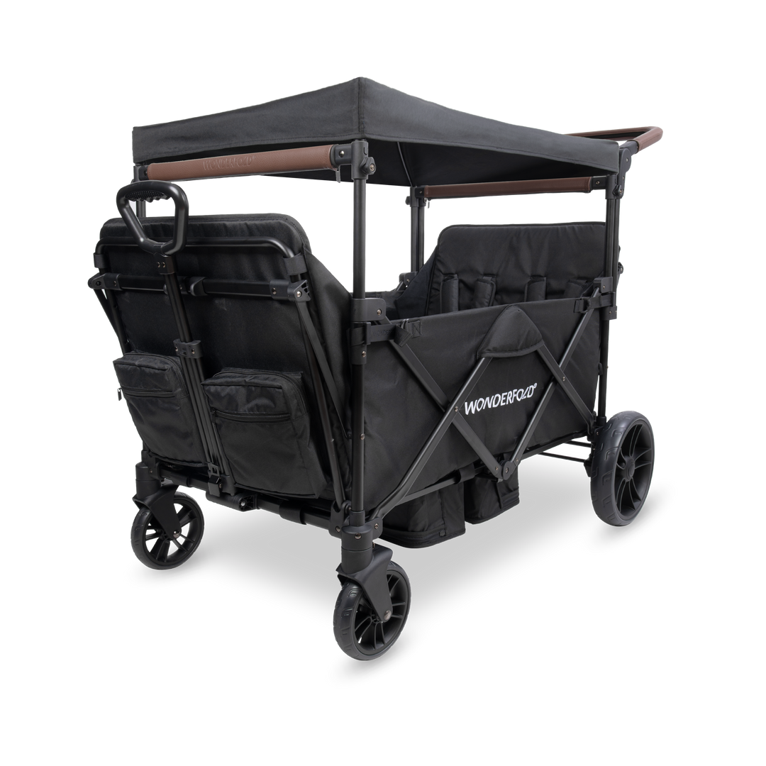 Wonderfold X4R Quad Stroller Wagon in Black, a lightweight 4-seater stroller wagon for growing families