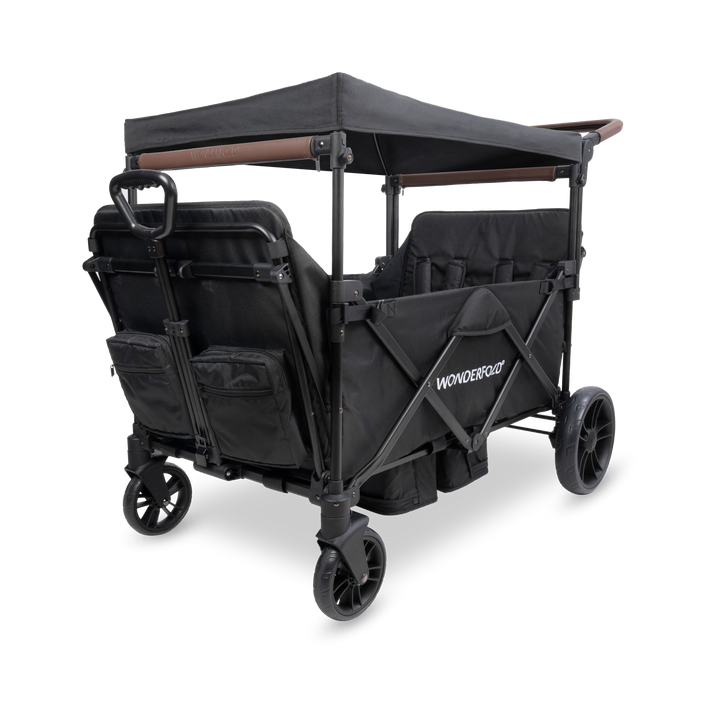 Wonderfold X4R Quad Stroller Wagon in Black, a lightweight 4-seater stroller wagon for growing families