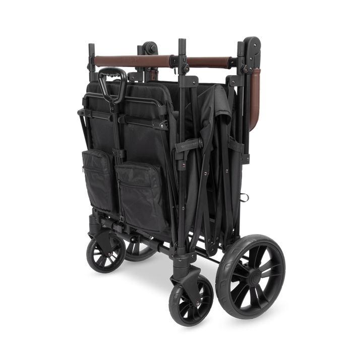 Folding stroller wagon: Wonderfold X4R Quad Stroller Wagon Black stands upright when folded