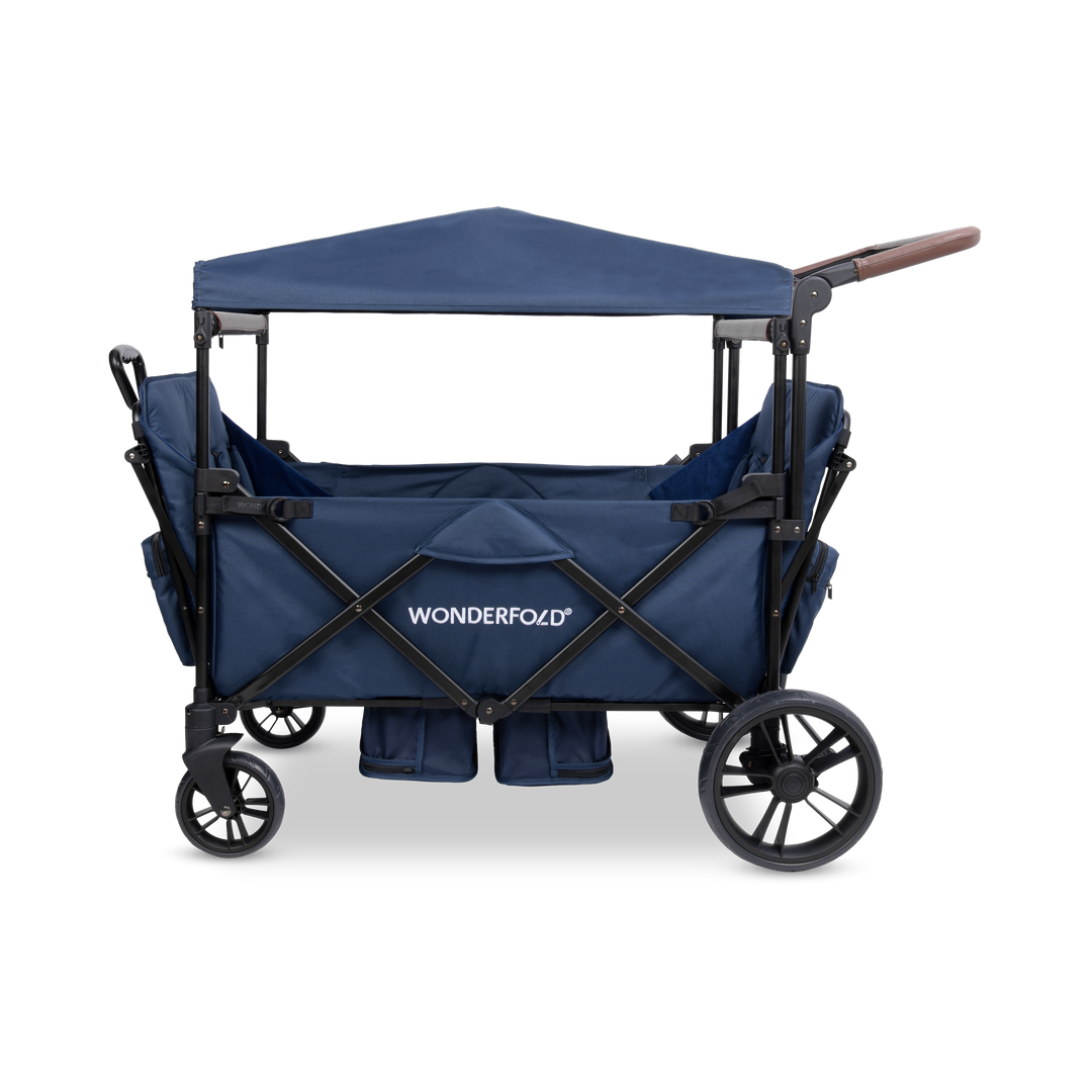 Push pull stroller wagon detail on the Wonderfold X4R Quad Stroller Wagon in Navy