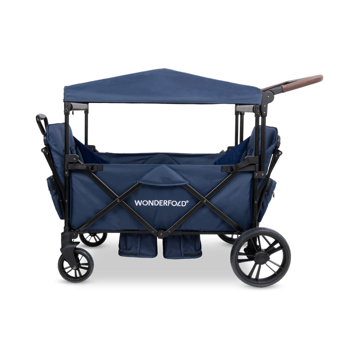 Push pull stroller wagon detail on the Wonderfold X4R Quad Stroller Wagon in Navy