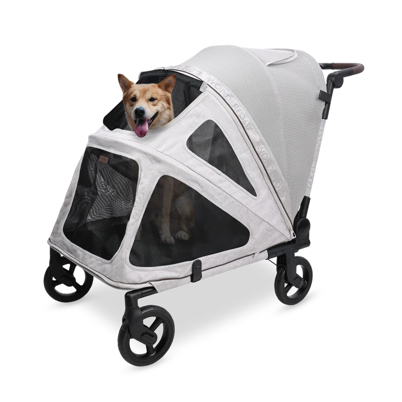 Affordable light gray Wonderfold Hudson Pet Stroller offers comfort and value for everyday pet travel