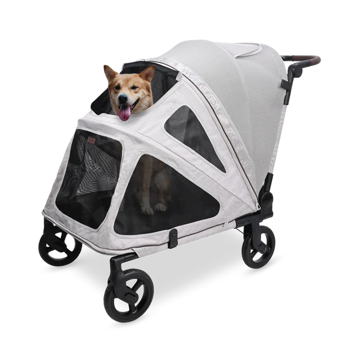 Affordable light gray Wonderfold Hudson Pet Stroller offers comfort and value for everyday pet travel
