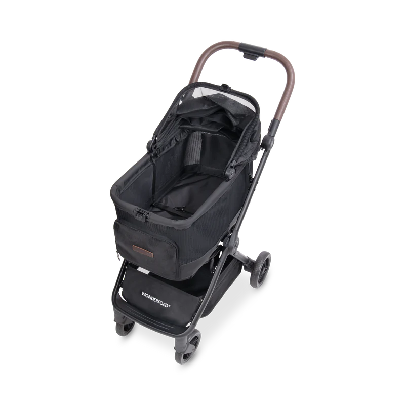 Wonderfold Bella Pet Stroller in black, a stylish pet stroller designed for comfortable and secure pet travel