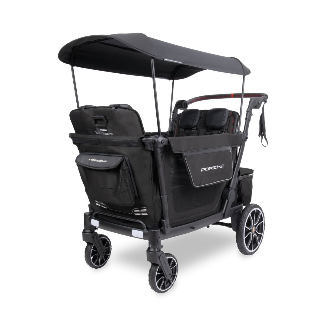 WonderFold x Porsche L4 Quad Stroller Wagon, a special edition 4-seater stroller wagon in black
